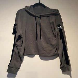 Greenish crop top hoodie